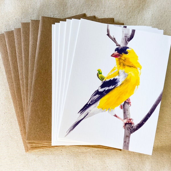 Goldfinch on Branch Note Cards