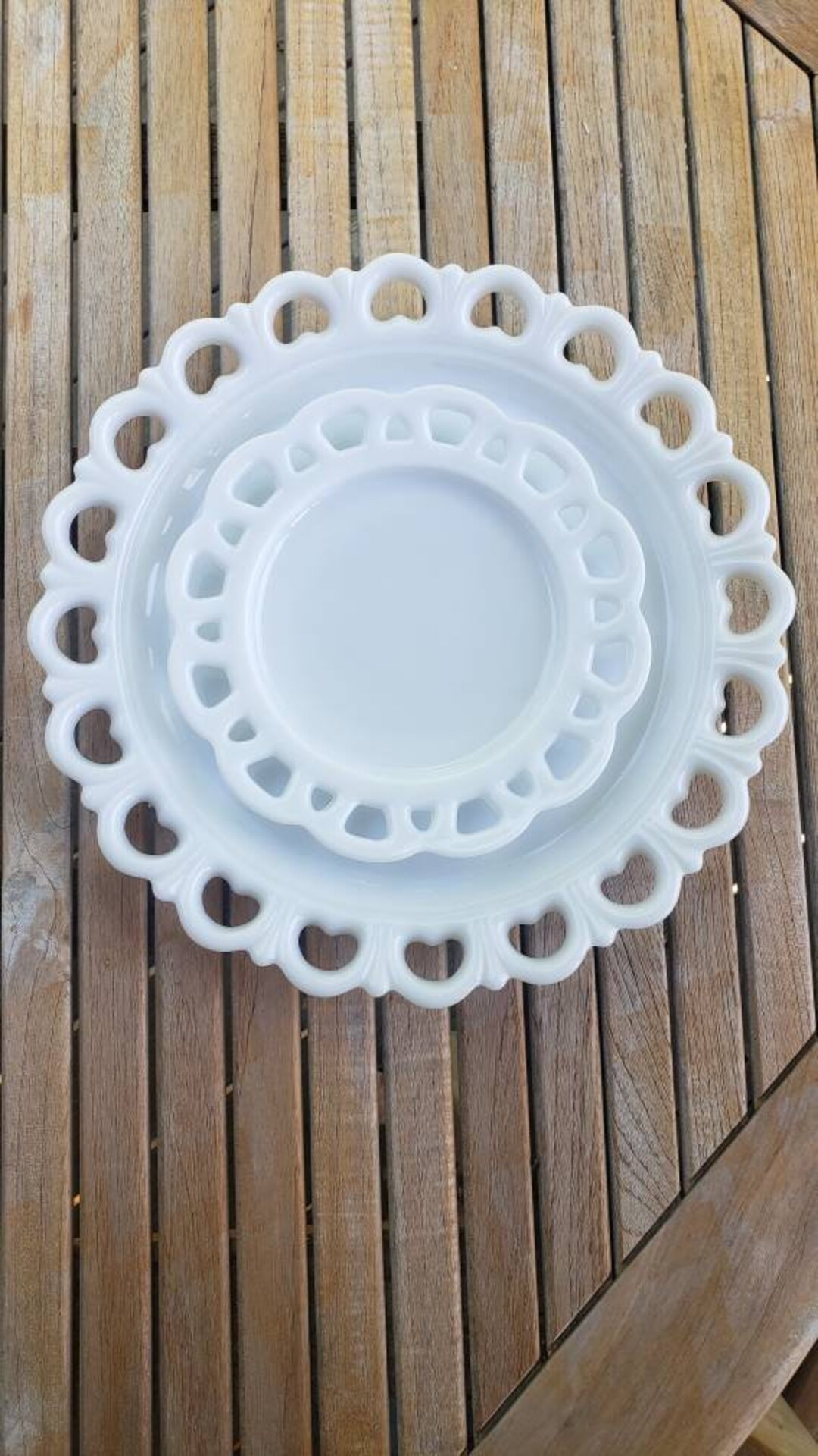 Set of 2 Vintage Milk Glass Plates Etsy