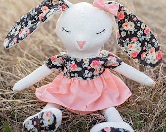 Begonia Bunny Digital Sewing Pattern | 18" Doll | Easter | Bunny | Pretend Play | Embroidery | Stuffie | PDF Pattern | Beginner Sewing