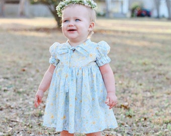 Baby Laurel Top & Dress Digital Sewing Pattern | Baby Dress Pattern | Baby Top Pattern | Tie Collar Dress | Digital Sewing | PDF Pattern