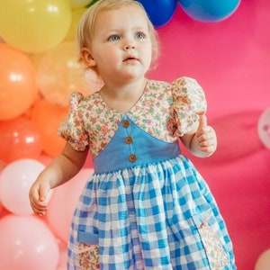 Daphne Peplum & Dress, Digital Sewing Pattern, Girls Dress Pattern, Elastic Back, Puff Sleeve, Easy Sewing Pattern, Pockets