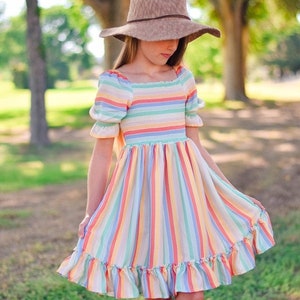 Cute Baby Girl Long Sleeve Ruffle Plaid Skirt Swing Triangle
