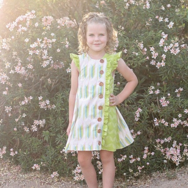 Posy A-Line Dress Digital Sewing Pattern | Girls Dress Pattern | A-line Dress | Easy Sewing Pattern | Puff Sleeves | PDF Sewing Pattern