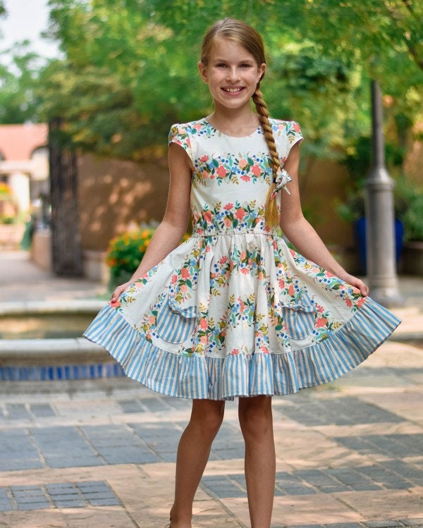 Mini Boden Girls Colourful Pocket Summer Tunic Dress Indian Garden