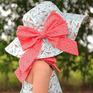 Beech Sunhat PDF Digital Sewing Pattern, Large Brim Sunhat, Fabric Hat Pattern, Digital Download, Large Bow, Narrow Brim Hat