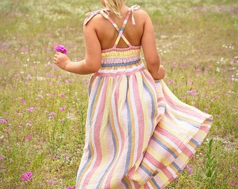 Sunflower Peplum, Sundress & Maxi Digital Sewing Pattern | Girls Dress Pattern | PDF Pattern | Crossover Straps | Pocket Dress | Sundress