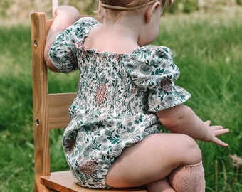 Baby Zinnia Shirred Dress & Romper PDF Pattern, Baby Dress, Romper, Tiered Skirt, Ruffle Skirt, Puff Sleeve, Easy Sewing Pattern