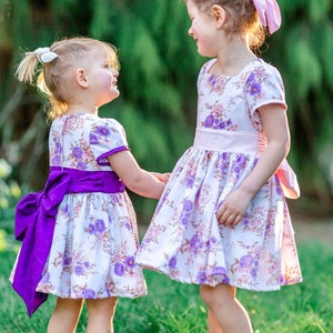 Rose Dress Digital Sewing Pattern | Girls Dress Pattern | Split Bodice Dress | PDF pattern | Easy Sewing Pattern | Big Bow | Ruffle Sleeves