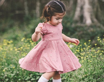 Baby Gardenia Knit Top & Dress PDF Digital Sewing Pattern, Baby Girl Knit Dress, Baby Sewing Pattern, Twirly Dress, Circle Skirt