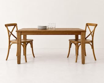Handmade Solid Wood Dining Table, Tapered Legs, Rustic Modern Kitchen Table, Provincial