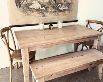 Provincial Dining Table and Bench Set | Handcrafted Reclaimed Wood Furniture