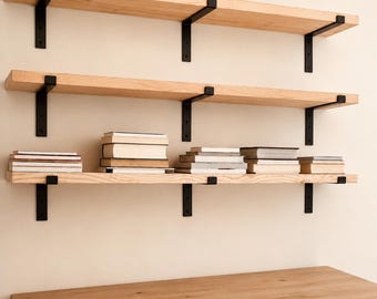 Wood Shelf with Black Brackets