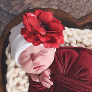 Newborn Hospital Hat, Flower Hat, Baby Girl Hat, Rose Photo Prop