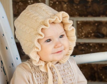 Cozy Bonnet - Baby Girl Winter Hat - Baby Hat - Bonnet - Baby - Newborn Photo Prop - Baby Bonnet