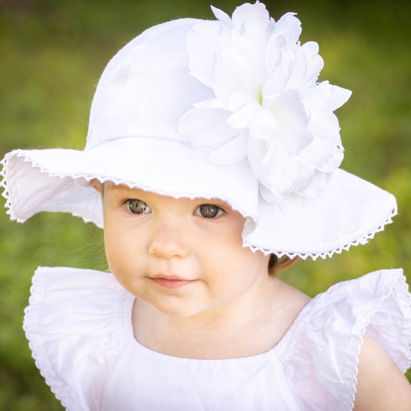 Stella Sun Hat - Peony Sun Hat- Baby Girl Sun Hat - Baby Girls Sun Hat - Sun Hat - Baby - Flower Hat - Newborn Sun Hat - Infant Sun Hat