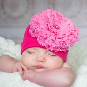 Cotton Lace Hat Baby Girl Cotton Hat Baby Hat Lace Hat Baby Lace Beanie Newborn Hat Newborn Photo Prop Baby Beanie image 1