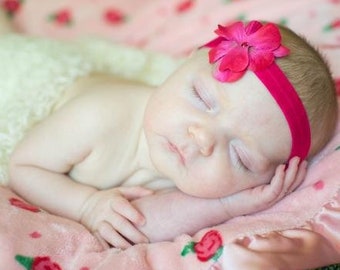 Baby Headband - Baby Girl Headband - Geranium Headband- Infant Headband - Flower Headband - Newborn Headband - Newborn Photo Prop - Rose