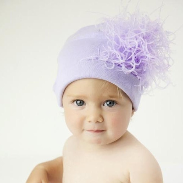 Cotton Hat Marabou - Baby Girl Hat - Baby Hat - Feather Hat - Baby - Cotton Hat - Newborn Hat - Infant Hat - Newborn - Baby Beanie - Beanie