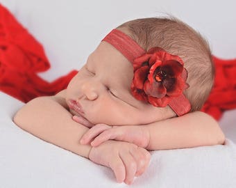 Baby Stirnband - Baby Mädchen Stirnband - Rose Stirnband-Baby Stirnband - Mini Blumenstirnband - Haarband - Neugeborenen Foto Prop - Rose