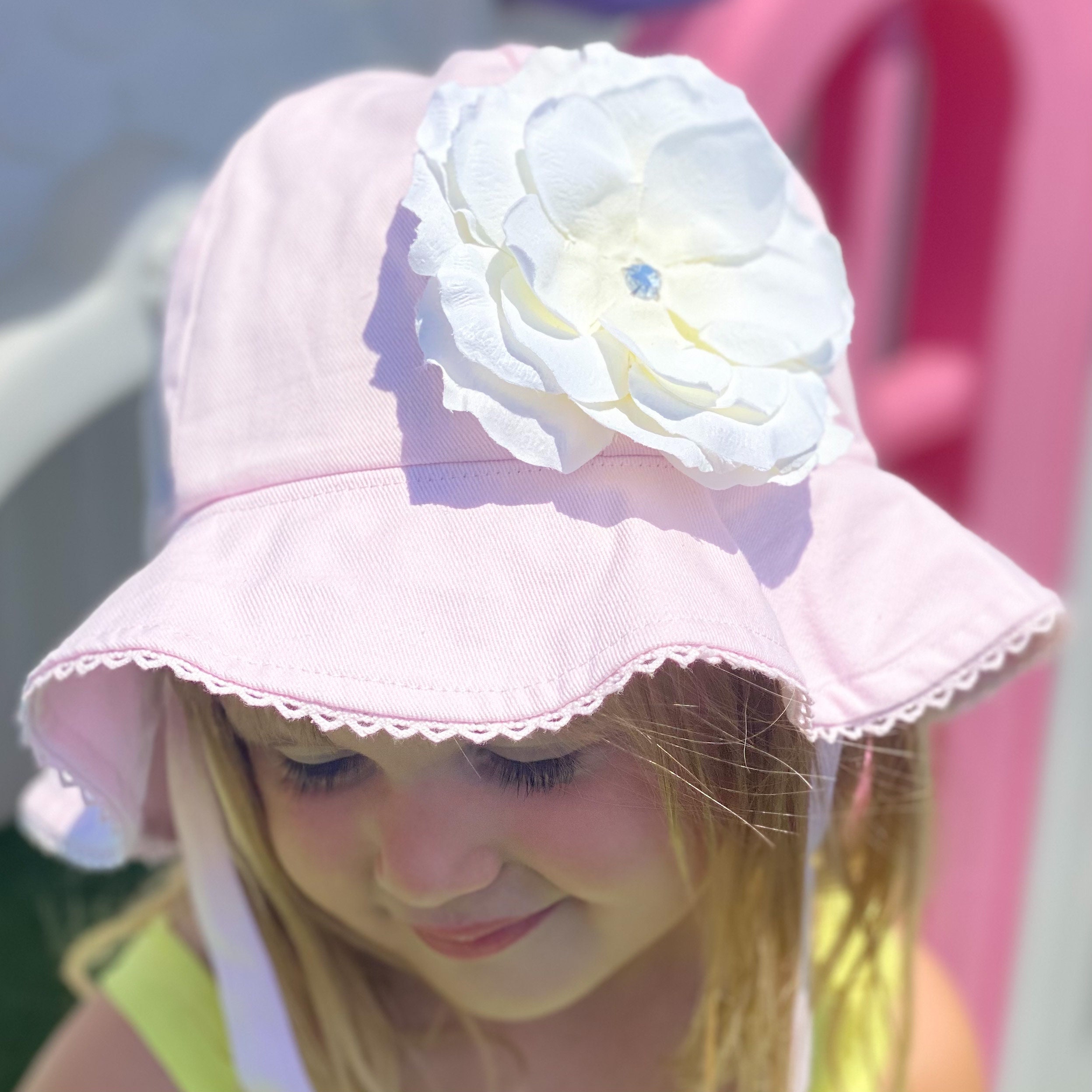 Soft Pink Metallic Accent Trim Floppy Resort Sun Hat Ribbon Round Crown Big Brim UPF 50+ Packable Women main image 2