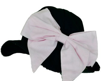 Stella Sun Hat in Black with Bow - Baby Sun Hat- Girls Sun Hat - Infant Sun Hat - Toddler Sun Hat - Pink Sun Hat - Sunhat - Bow Sun Hat