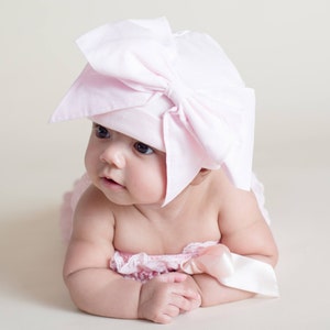 Big Bow Cotton Hat Baby Hat Baby Bow Hat Newborn Hat Baby Babie Beanie Newborn Beanie Infant Hat Newborn Big Bow image 5