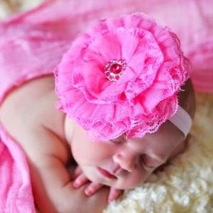 Baby Headband - Baby Girl Headband - Lace Headband- Infant Headband - Lace Flower- Newborn Headband - Newborn Photo Prop - Flower Band
