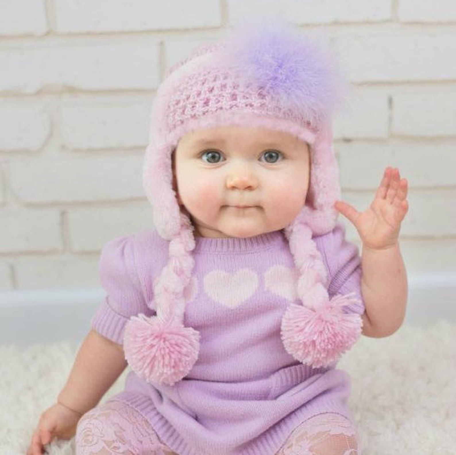 Winter Wimple Marabou Hat Baby Girl Winter Hat Baby Hat Etsy