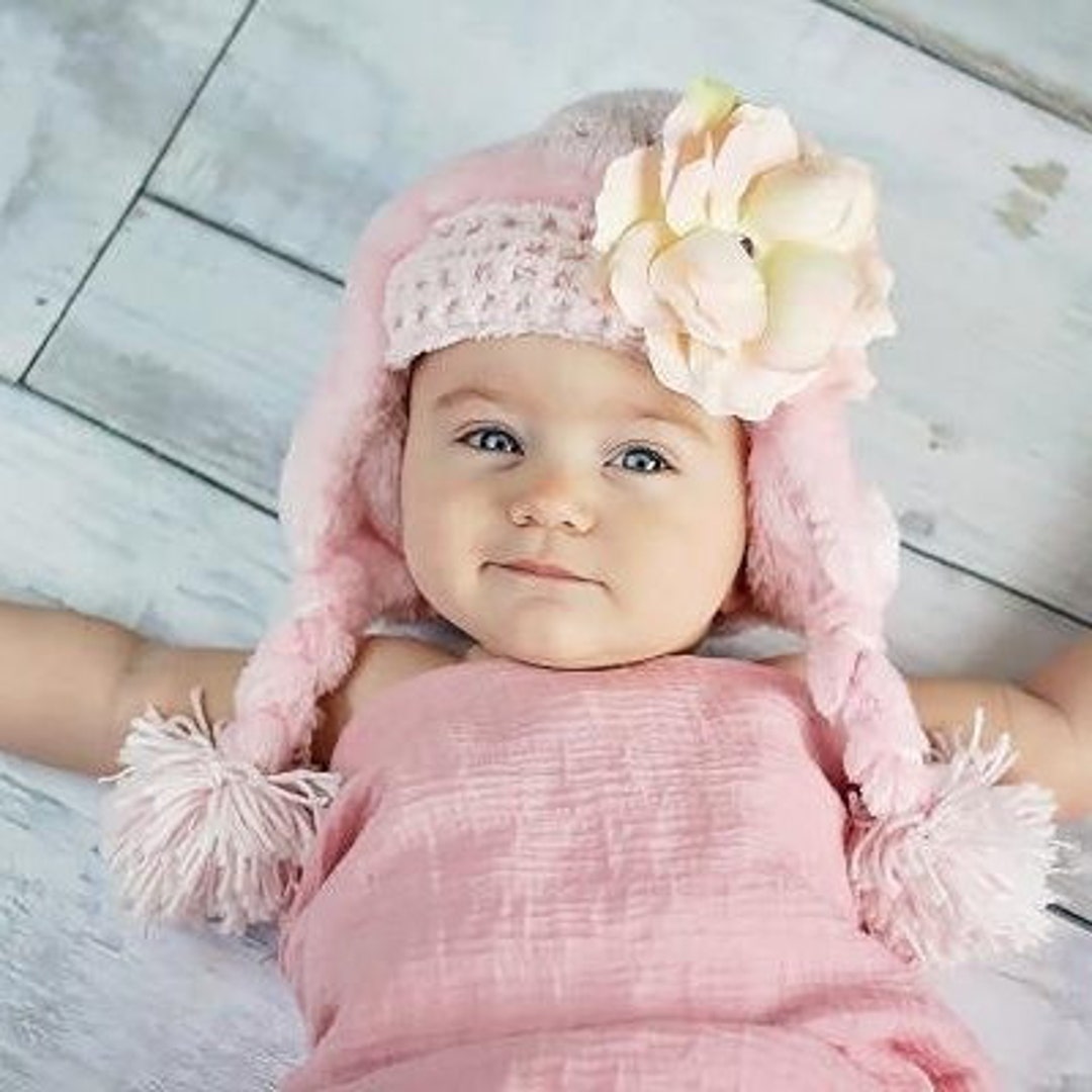 Winter Wimple Rose Hat Baby Girl Winter Hat Baby Hat Etsy