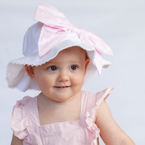 Stella Bow Sun Hat - Bow-Rae-Mi Stella Sun Hat - Baby Girl Sun Hat - Sun Hat - Bow Hat - Newborn Sun Hat - Infant Sun Hat - Newborn - Bow