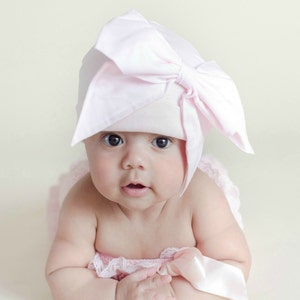 Big Bow Cotton Hat Baby Hat Baby Bow Hat Newborn Hat Baby Babie Beanie Newborn Beanie Infant Hat Newborn Big Bow image 4