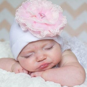 Cotton Lace Hat Baby Girl Cotton Hat Baby Hat Lace Hat Baby Lace Beanie Newborn Hat Newborn Photo Prop Baby Beanie image 5