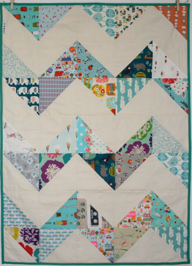 Hand quilted baby quilt with back in organic cotton fabric Etsy