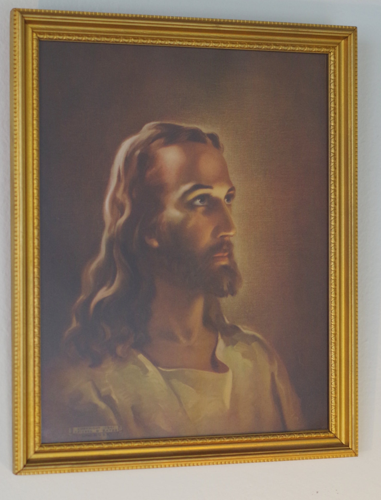 Vintage Framed Jesus Litho Print The Head of Christ 1941 Etsy