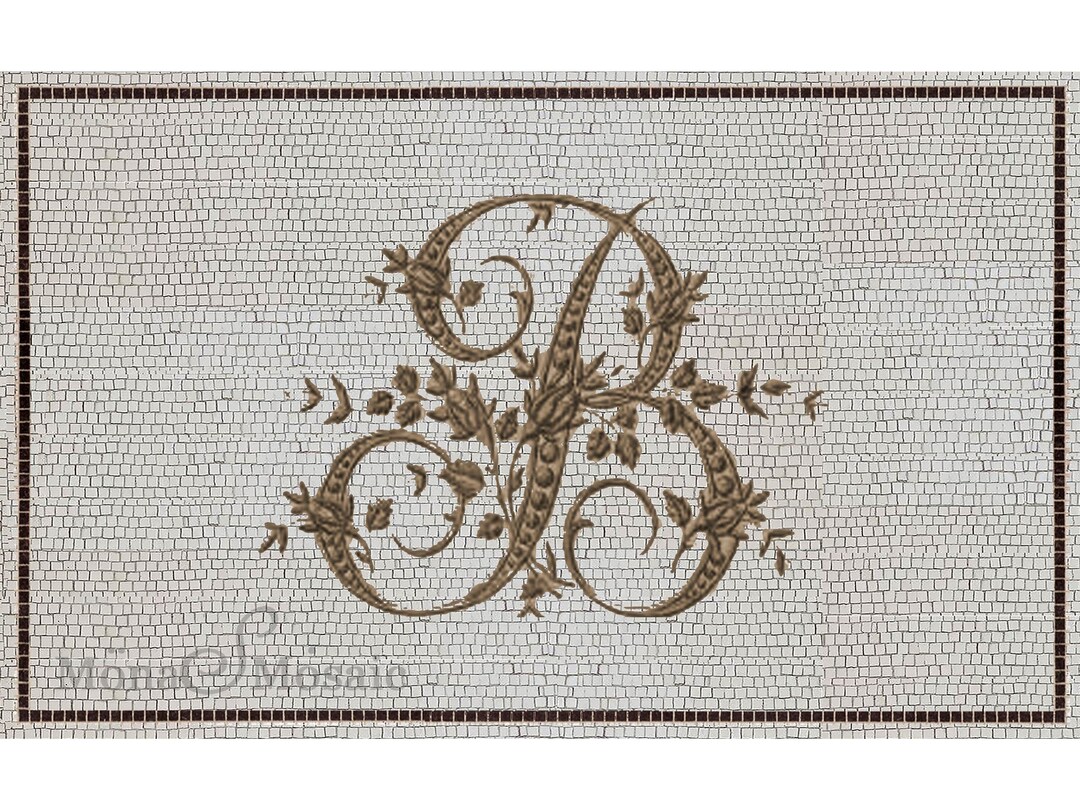 Custom Monogram Mosaic Tile Floor Hand Cut Tile Initial Entrance Design ...