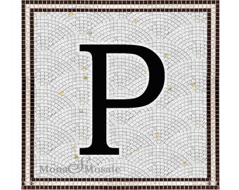 Custom Monogram Mosaic Tile Art – Hand Cut Initial Floor Design