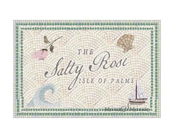 Custom Nautical Tile Mosaic Business Logo, Hand-Cut Mosaic