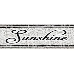 Custom Sunshine Tile Mosaic, Tile Mosaic Writing,  Handcrafted Mosaic Sign, Black and White Tile Mosaic Sign,  Personalized mosaic art