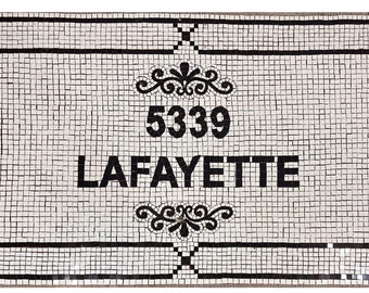 Entrance Mosaic Art Floor Address, Custom mosaic Insert floor, Entrance Address mosaic, Entrance Classic mosaic Motif in Black and White