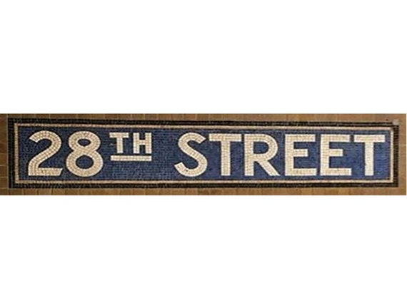 28th Street Mosaic Subway Sign, NYC Subway Sign, New York