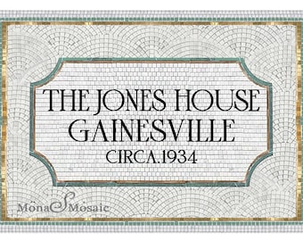 Victorian Restoration House Mosaic – Custom Hand Cut Tile Sign mosaic lettering establishment year mosaic flooring for install