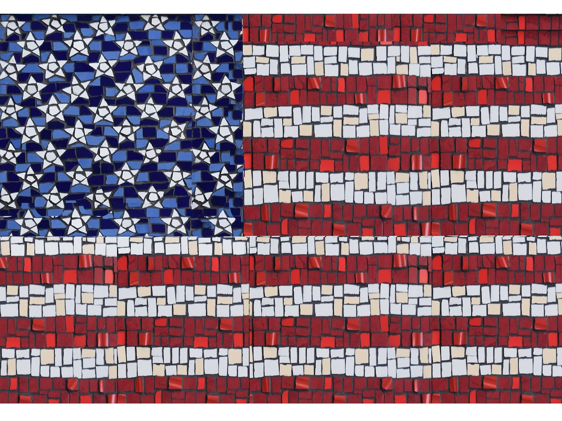 Mosaic USA Flag 50 Stars and 13 Stripes in Mosaic Made to Order Mosaic ...