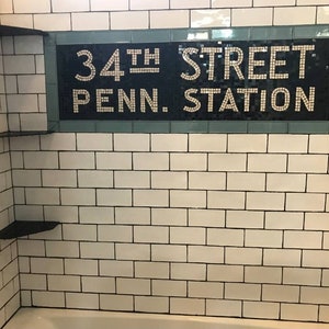Handgemachte Fliese Authentische New Yorker Subway Style 34th Street Penn Station Mosaik