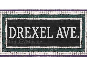 NYC Subway style Tile Mosaic Drexel Avenue replica in hand cut tile for installation