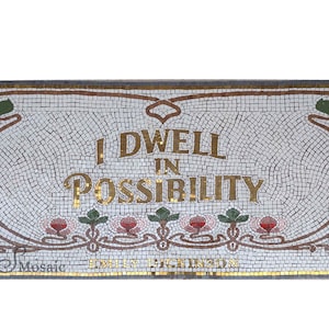 Mozaïektegel Emily Dickinson aangepaste citaat mozaïek belettering entree vloer handgesneden tegel retro mozaïek Victoriaans bloemenpatroon mozaïekontwerp