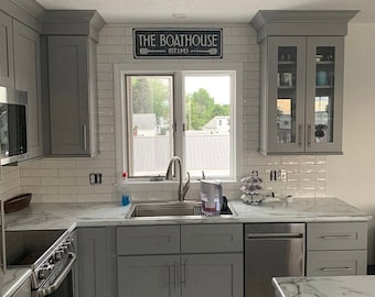 Mosaic Made to Order for subway tile insert Boathouse design. Can be customized for writing colours and sizes