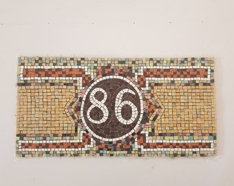 Mosaic Art Number Sign Replica della metropolitana di New York "86" o qualsiasi numero di scelta per l'installazione o il segno del mosaico dell'indirizzo incorniciato