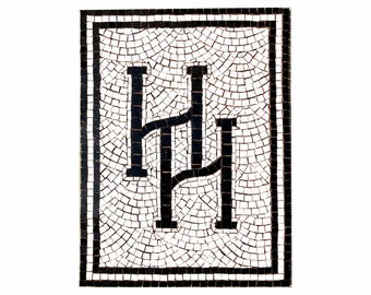 Custom Mosaic Logo Sign | Hand Cut Tile Lettering | Entryway Wall & Floor Art