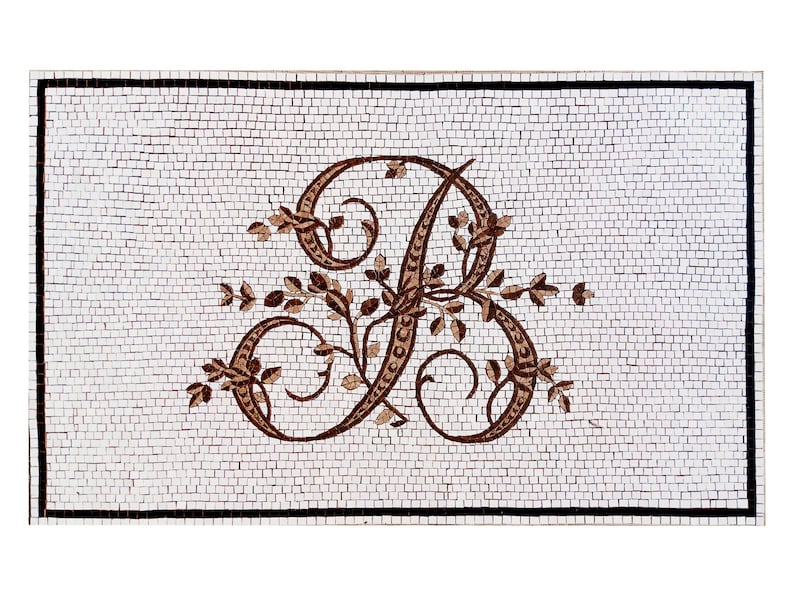 Custom Monogram Mosaic Tile Floor Hand Cut Tile Initial Entrance Design ...
