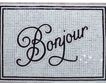 Bonjour-Mosaik-Paris-Art-Hand geschnittener Mosaikeingang oder -wand kundengerecht anbringen
